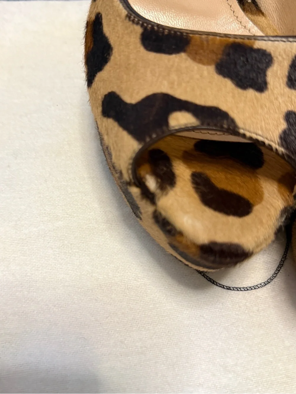 Prada Leopard Print Platform Slingback Heels - Tan & Black